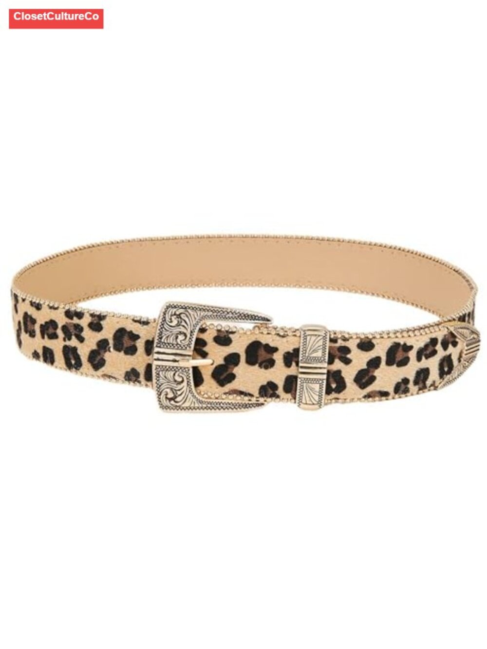 Mawjom Leopard Print Belt Adjustable Buckle Waist Strap for Jeans